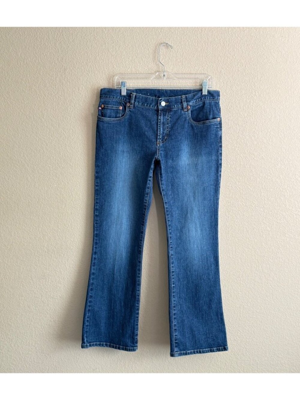 Vintage Y2K Women's POLO Ralph Lauren Stretch Bootcut Mid Rise Jeans - Dark Wash